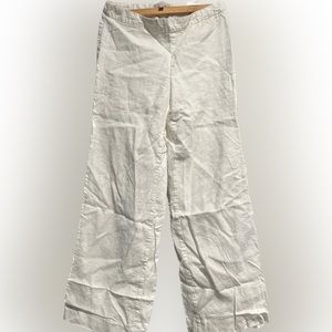 100% Linen Banana Republic White Wide-leg Pants Sz 6